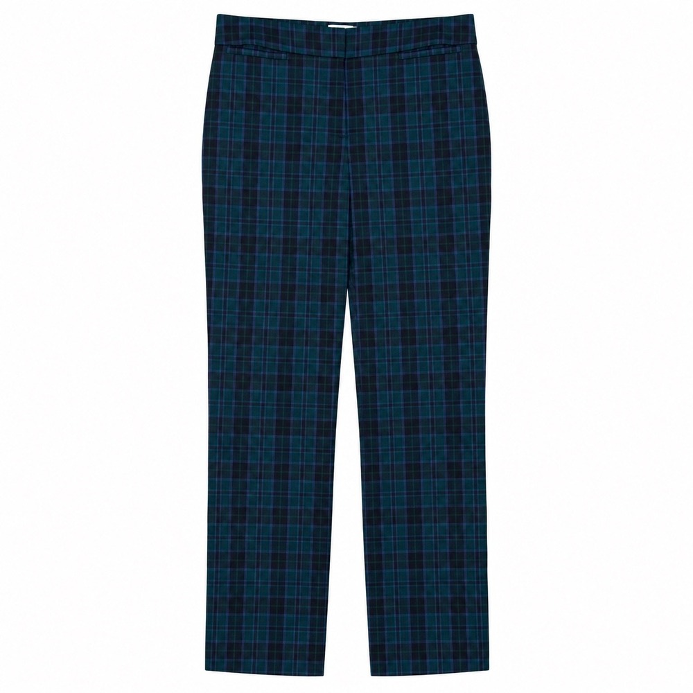 Talbots Signature Green Blue Plaid Straight Leg Trousers Pants Womens Size 10